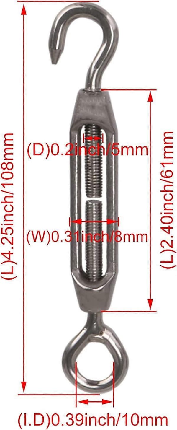 M4 5-pak 304 rustfrit stål vantskrue wire spænder[YJD]