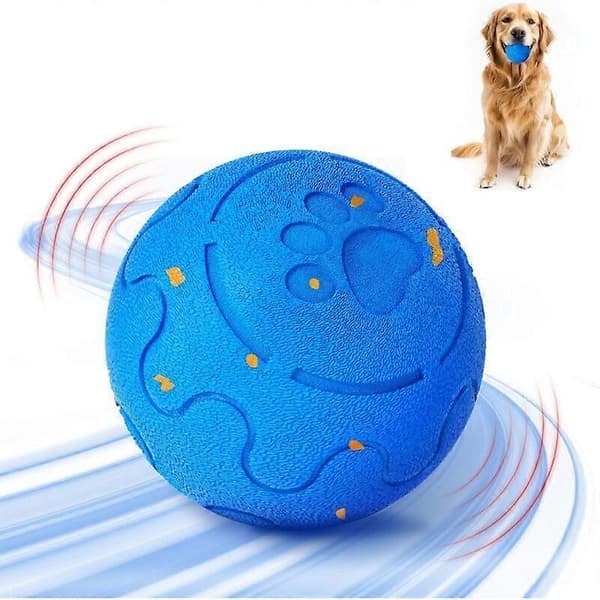 Interaktiv blå hundleksaksboll, 8,2 x 8,2 x 8,2 cm, 1 st, smart TPU-leksak, roterande och studsande, vattentät[YJD]