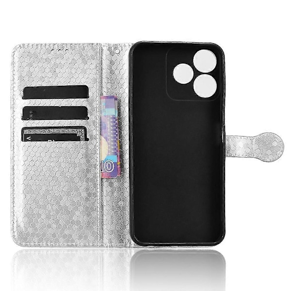 För ZTE Blade V50 Smart/Blade V50 Design 4G Läderfodral Prickmönstrat Flip Telefonfodral -[HK] Silver ZTE Blade V50 Smart