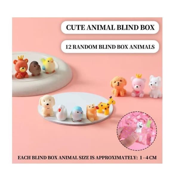 12 stk. Mini Blind Box - Søde Mini Dyrefigurer, Tilfældige Dyrelegetøj Blindpose, til Påskeæg Figurer [YJD]