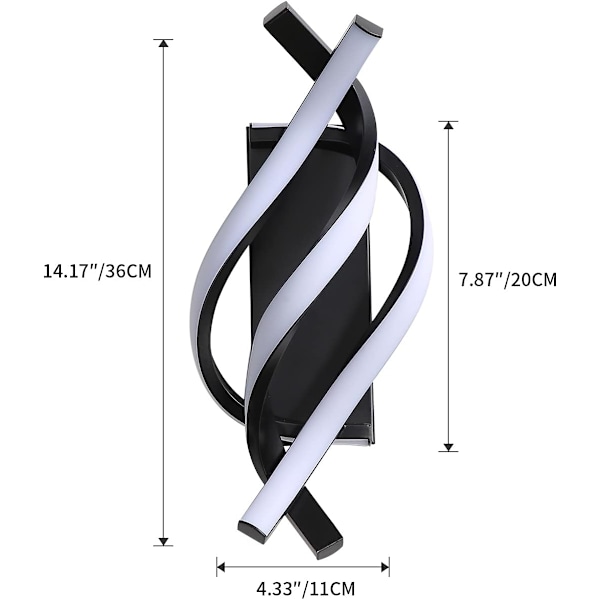 LED Vegglampe, 22W Moderne Innendørs Vegglampe, 1440LM Kreativ Metall Vegglampe for Stue Trapper Soverom