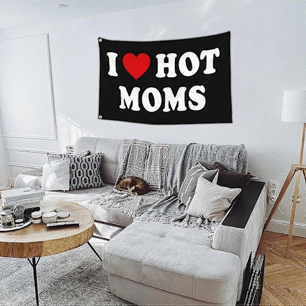 Elsker Hotte Mødre Jeg Elsker Hotte Fædre Flag Sjovt Tapet Flag til Værelse Soveværelse Kollegie Vægdekoration Mors Dag Fødselsdag Valentinsdag Gave[YJD] 2 Buckles A
