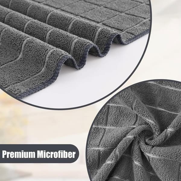 Køkkenhåndklæder - PZCC - Pakke med 12 - Bløde - Absorberende - Grå mikrofiber (YJD)