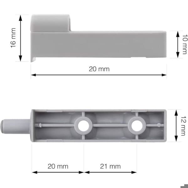 Sæt med 10 grå dørpuder i plast – til skabe, skuffer (YJD)