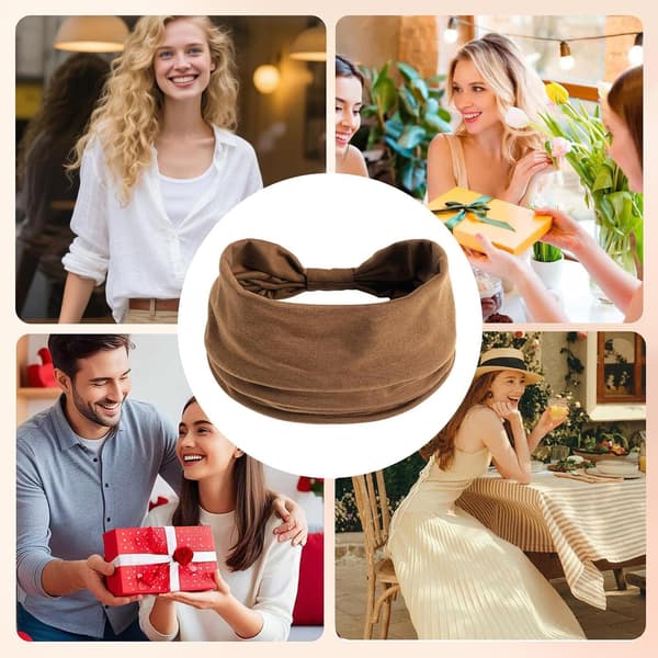 Hårbånd - Mykt Boho Knutet Motehodebånd for Kvinner, Elastisk Komfortabelt Pannebåndsett | Stoff Elastisk Design, Daglig Bruk Hårkontroll[YJD] Brown