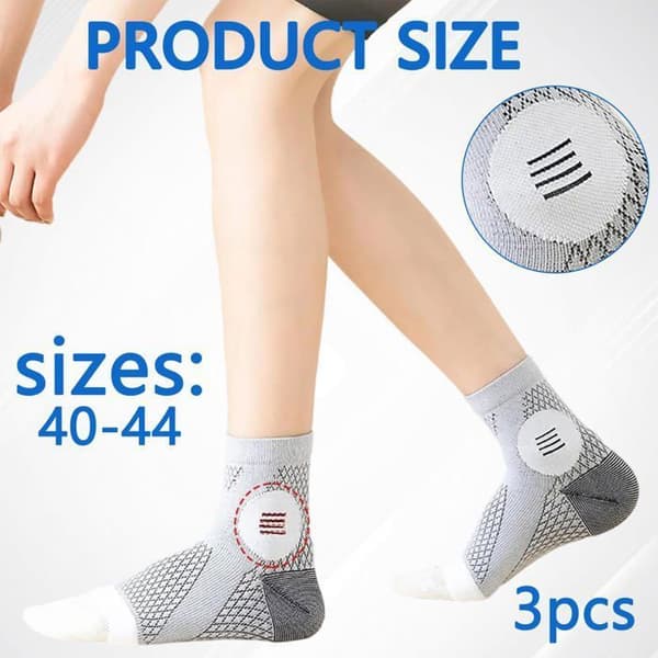 Löparkompressionstrumpor - 3-pack, Grå/Svart L/XL, Lila S/M - Ankelkompression (YJD)