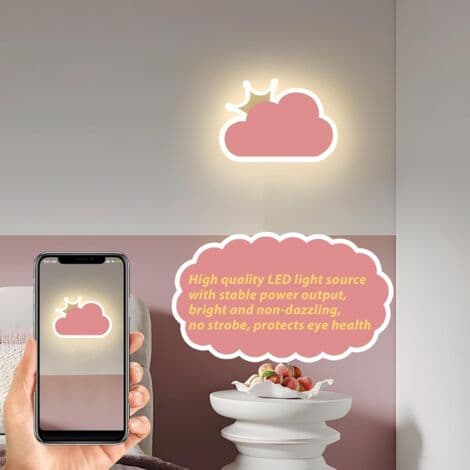15W LED Vägglampa, Rosa Trefärgad Molnform - 220V, Modern Barnrumsbelysning[YJD]