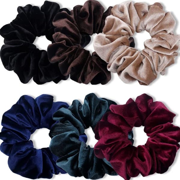 Premium Bløde Scrunchies til Tykt Hår Kvinder, 6-pak - Stor Størrelse [YJD]