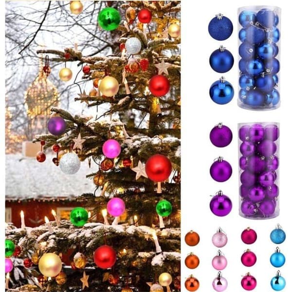 Set med 24 röda och guldfärgade julkulor, julgranspynt (YJD)