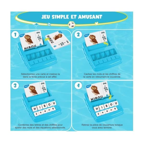 Brætspil - Scrabble Bogstaver - Pædagogisk 2 i 1 - Til børn 3-8 år - Lyseblå[YJD] Light Blue