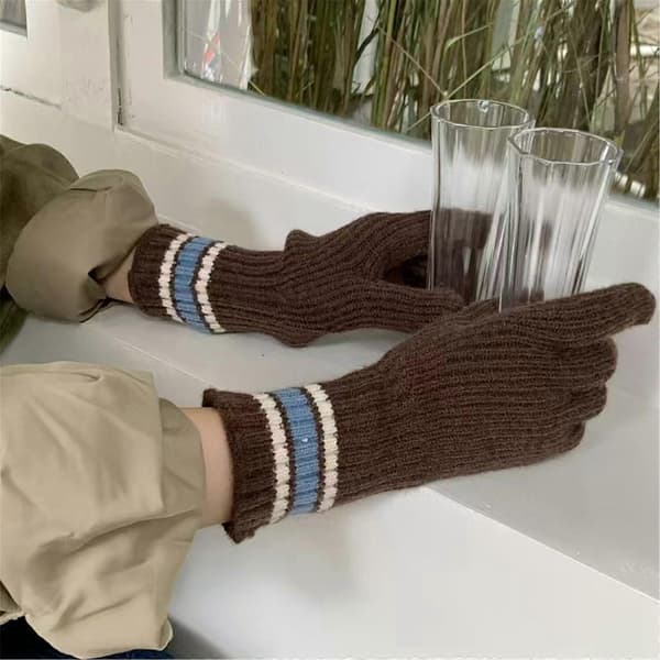 Varma Termiska Handskar Tonåringar Handskar Stilfulla Handskar Full Finger Vinter Utomhus Handskar för Unisex Stickad Vante[YJD] Gray