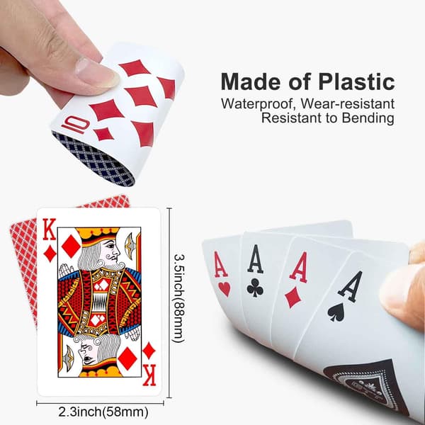 Plastik spillekort sæt til bridge- og casinospil - 2 spil rød blå, standardindeks[YJD]
