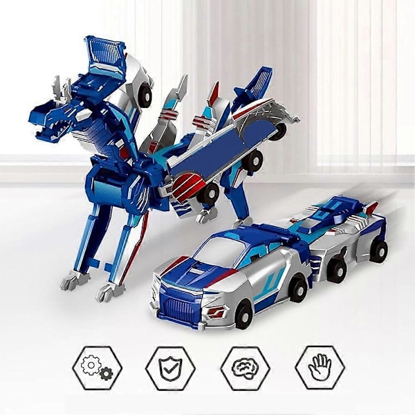 Muuntuvat Yksisarviset Auto Lelu Helppo DIY Koota Muuntaja Lelu Yllätyslahja [YJD] Sliver wing