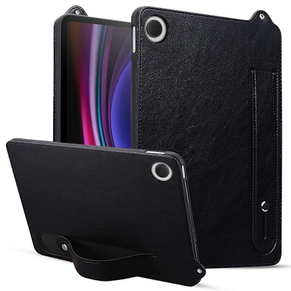 Til Samsung Galaxy Tab A9 X110 X115 Etui Håndrem Støtteben Læder Tablet Cover - Grå[HK] Multicolor Black