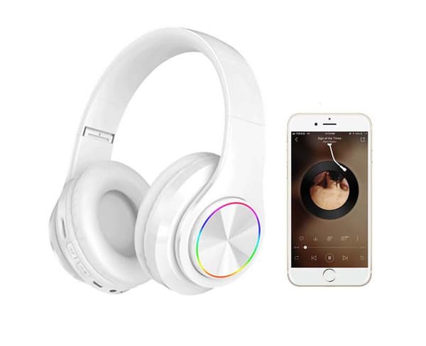 Hvide Bluetooth-hovedtelefoner Trådløse On-Ear-hovedtelefoner med mikrofon (YJD)