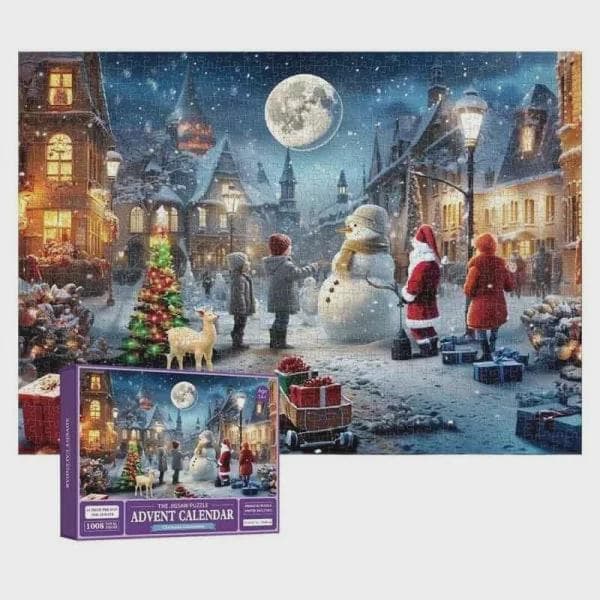 Julepuslespillkalender 2025, 1008 brikker, 24 dagers nedtelling, Månefase, Blomsterdesign[YJD]