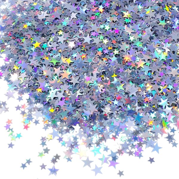 6000 biter konfettiglitterstjerner, glitterstjerner spredt dekorasjon bursdagsglitterkonfetti spredte stjerner sølv bursdag spredt S[YJD]