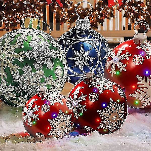 Stor julekule i PVC, oppblåsbar dekorasjon, julepynt til utendørs