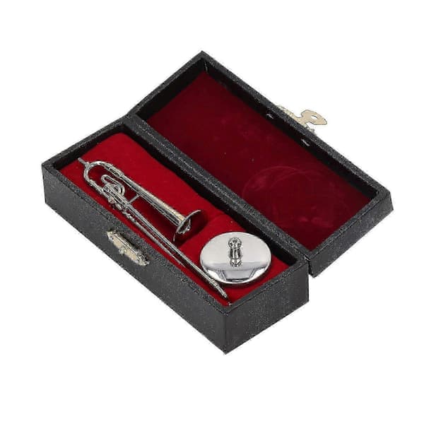 Dockhus Miniatyr Trombon Modell Mässing Guldpläterad Simulering Instrument[YJD]