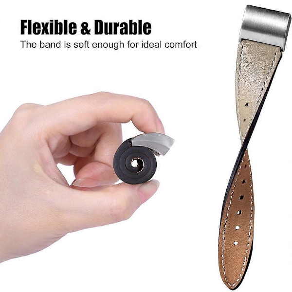 Til Fitbit Charge 2 Ægte Læder Urrem Udskiftning Armbåndsrem Udskiftning - Kaffe[HK] Beige Multicolor