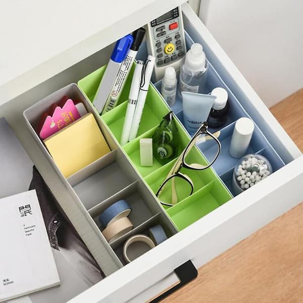 Multifunktionel stabelbar opbevaringsboks undertøjsorganisator sokker bh slips skuffe [YJD] E 5 Grids
