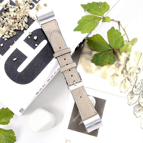 Til Fitbit Charge 2 Ægte Læder Urrem Udskiftning Armbåndsrem Udskiftning - Kaffe[HK] Beige Multicolor