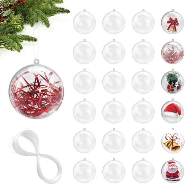 Julkulor - 25 st - Transparenta - 4 cm - Fyllbar plast Transparent