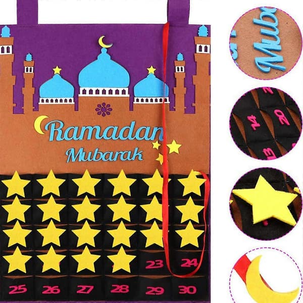 Eid Ramadan Mubarak nedtællingskalender med 30 stjernemærkater julekalender [YJD]