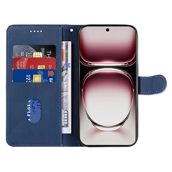 For Oppo Reno12 Pro 5G Etui Buet Linje Imprint PU Læder Wallet Stativ Cover (YJD) Blue