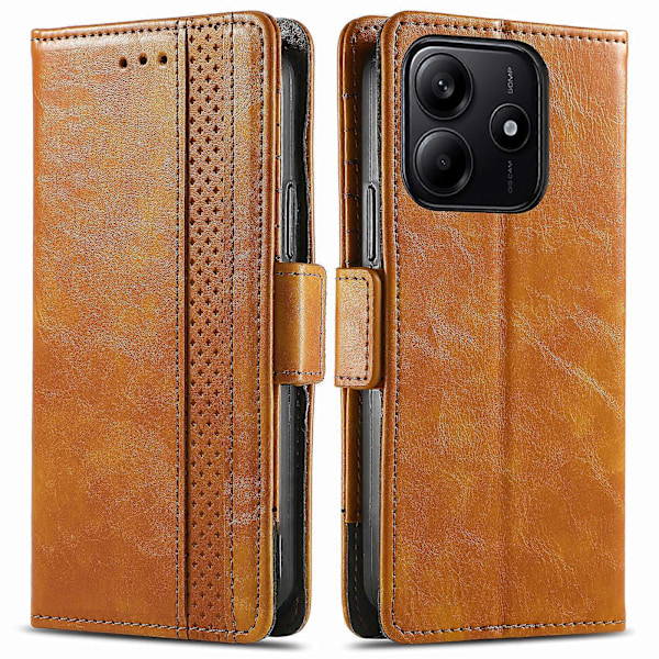 För Xiaomi Redmi Note 14 5G Fodral Ställ Plånbok Splitsad PU Läder Omslag[HK] Light Brown