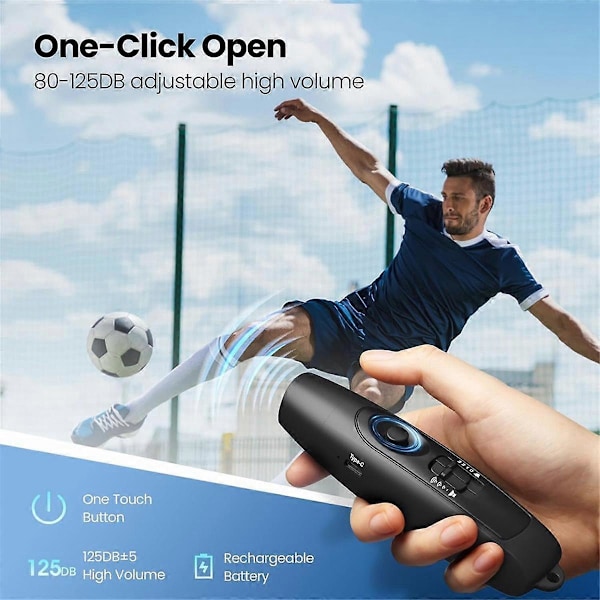 Elektronisk fløjte med USB-opladning, nødfløjte til dommere, trænere, lærere, til udendørs sport, spil, camping [YJD] Black