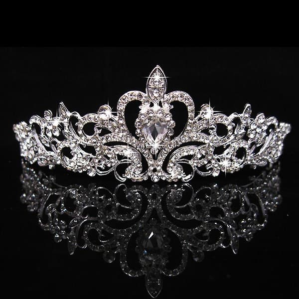 Kvinner Jenter Elegant Bryllup Brud Krone Hodeplagg Rhinestone Tiaraer Søt Gave[YJD] White 1pc