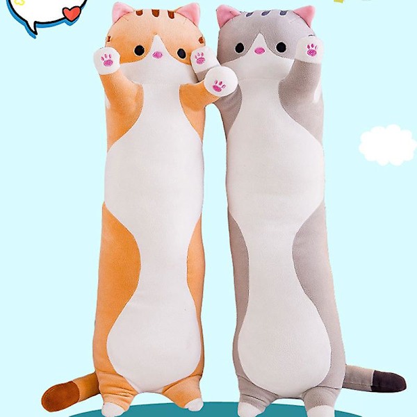 Myk Sovende Katt Figur Pute Stoffdyr Dukke Lang Sylindrisk Plysj Leke For Barn