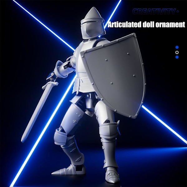 Actionfigur Riddare med Tillbehör Rörliga Leder Magnetisk Medeltida Krigarrobot Modell Leksak [YJD] Silver
