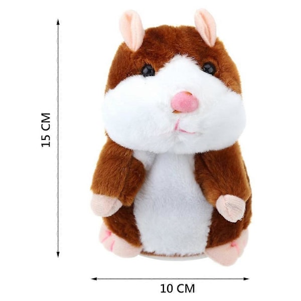 -SJ-Plush Hamster Upprepar Vad Du Säger Rolig Hamster Plysch Leksak Interaktiv Fylld Djur Födelsedagspresenter För Barn (Tan)_v (YJD)