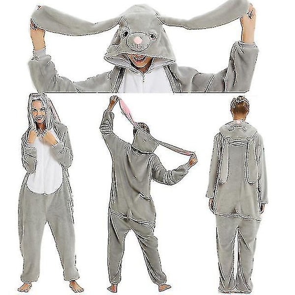 Storøret Kanin Kostume Pyjamas Onesie Kigurumi Jumpsuit Natdragt Dyr Hættetrøje Til Voksne Børn[HK] 115