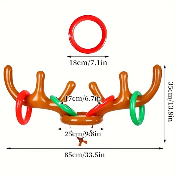 2 sett med oppblåsbare reinsdyrgevirspill, (2 oppblåsbare reinsdyrgevir, 8 reinsdyrringkast) Oppblåsbare reinsdyrgevirhatt med ring  (YJD) 2pcs Antlers