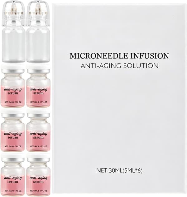 Microneedle Roller Kit - Ansigtsfugtighed til makeupforberedelse og opfriskning natten over | Titaniumnåle med botaniske ekstrakter, teint Sm[YJD]