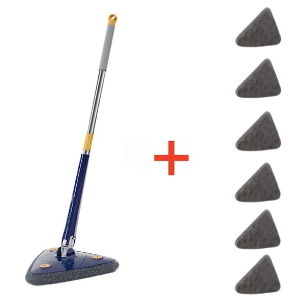 360 Graders Justerbar Triangelmopp Tørr og Våt Dobbel Bruk Roterende Teleskopisk Absorberende 6PCS