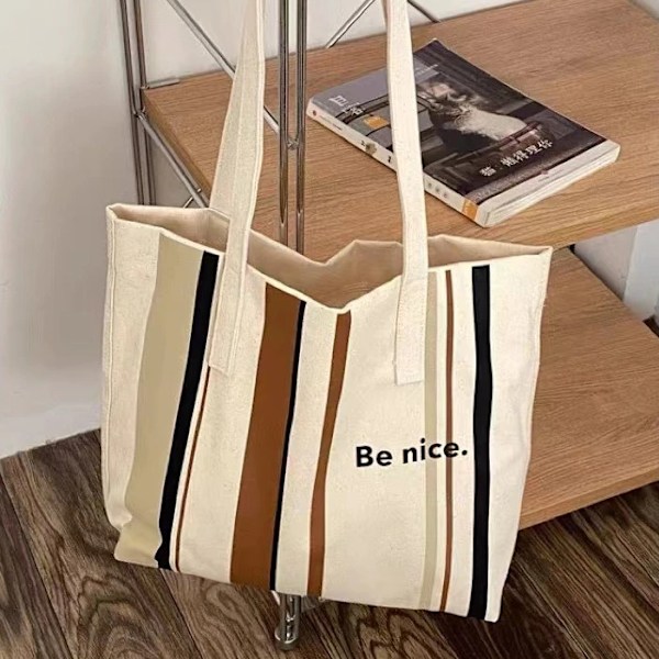 Simpel Enkelt Skulder Canvas Taske Koreansk Udgave Fritid Kunst Studerende Shopping Taske Pendler Computer Håndtaske(YJD) black