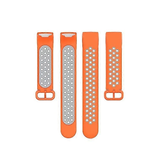 Til Fitbit Charge 4 / Charge 3 / Charge 3 Se Urknap To Farver Silikone Udskiftningsrem Urrem KHOF[HK] Orange Grey