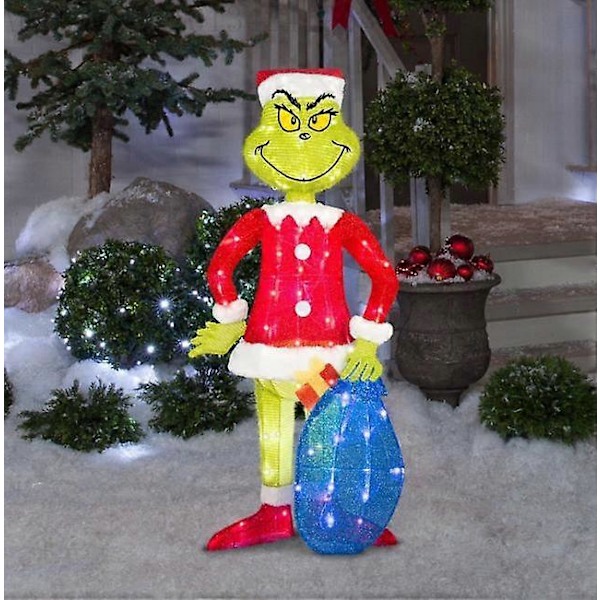 Julenissen Grinch KOMMER Lysende Julepynt til Utenfor Hage LED Belysning