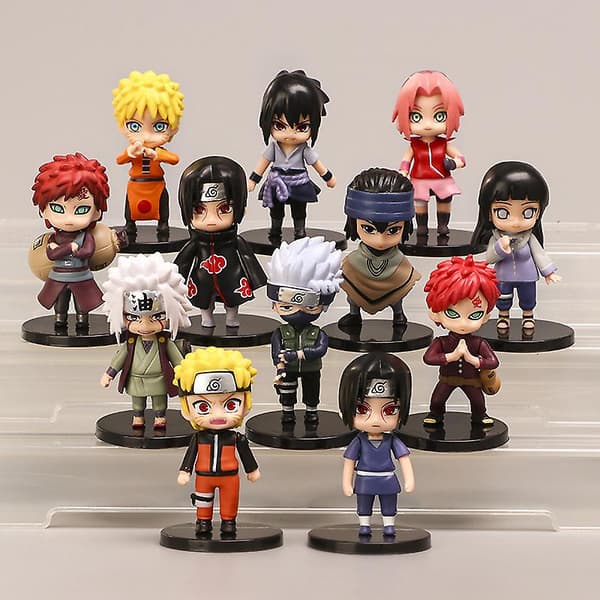 12 stk./sett Naruto Anime Shippuden Hinata Sasuke Itachi Kakashi Gaara[YJD] Multicolor 12pcs