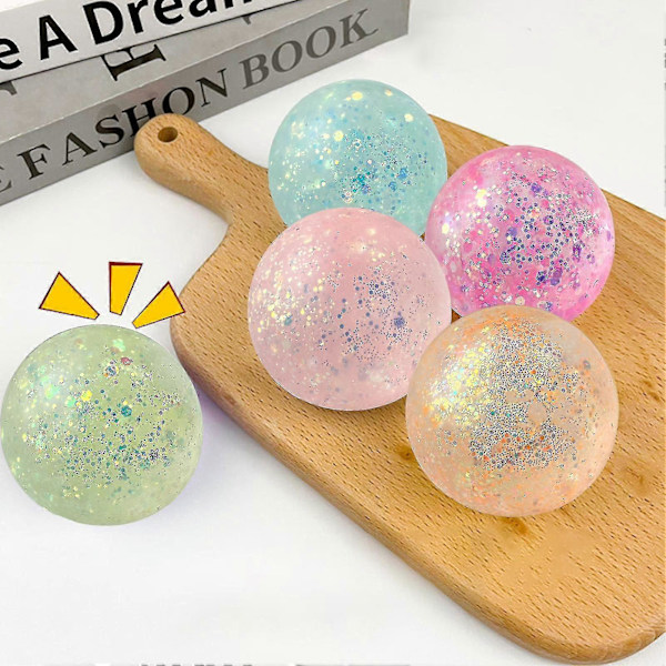 Anti-stressboll Mjuk Tpr Långsam Återhämtning Paljetter Maltosboll Nyp Leksak Stresslindring Elastisk Klämning Färgad Boll Dekompressionsleksak Fest F[YJD] Orange