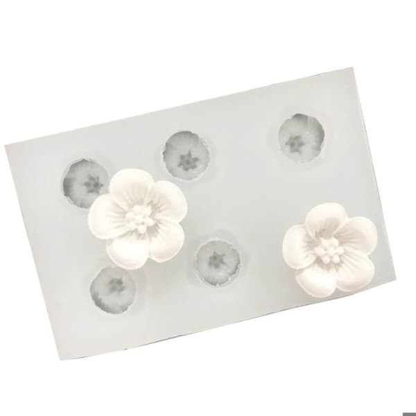 2st Sexhåls Silikon Rosform Bakverktyg 3D Blomform Plommonblomma Form Kök (YJD)