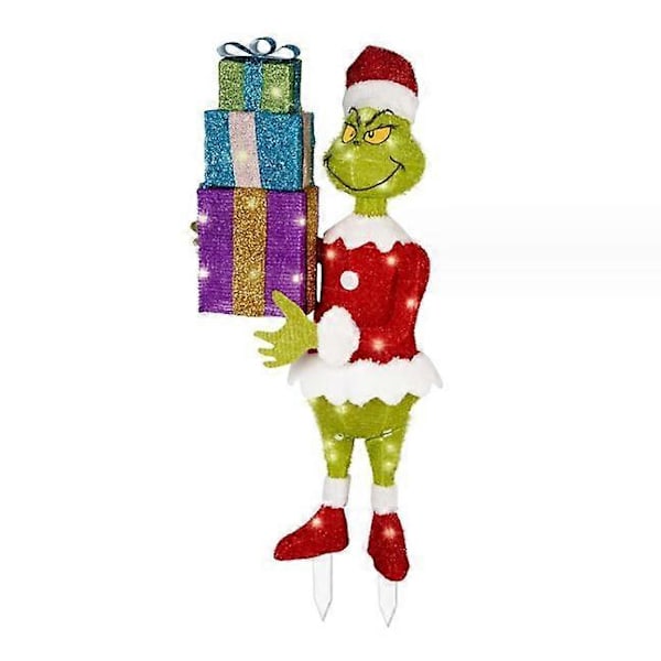 Julenissen Grinch KOMMER Lysende Julepynt til Utenfor Hage LED Belysning