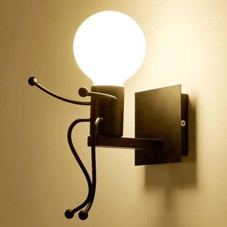 Moderne E27 Vegglamper Liten Jernmann - Tegneseriedesign for Barn til Gang, Soverom, Bar[YJD]
