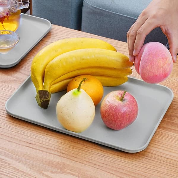 Serveringsbrickor i plast 3-pack - Små rektangulära tallrikar Rosa Grå Grön för köksbord Café[YJD]