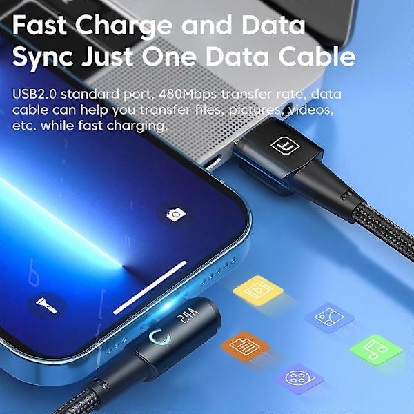 TOOCKI TQ-X25A1 1m 2.4A Laddningskabel USB-A till Lightning Rätvinklig Datakabel - Grå[HK] Multicolor Blue