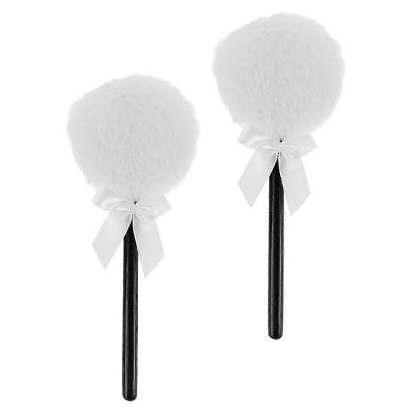 Fluffig vit sminkpuff för löspuder 2-pack plysch kosmetisk applikator[YJD]